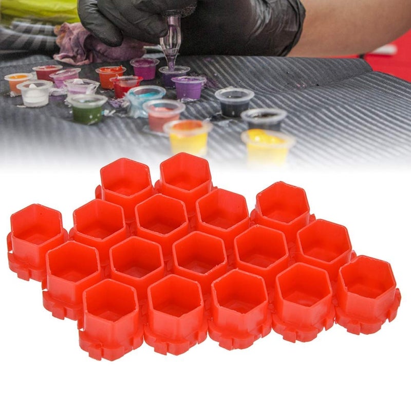 ZJchao Ink for Tattooing, Pigment Ink Cups 200Pcs Pigment Ink Cups Honeycomb Shape Pigment Holder Cups Permanent Makeup Supplies Painting Kits Supplies Plastic Ink Cups for Artist(Red) - Image 4